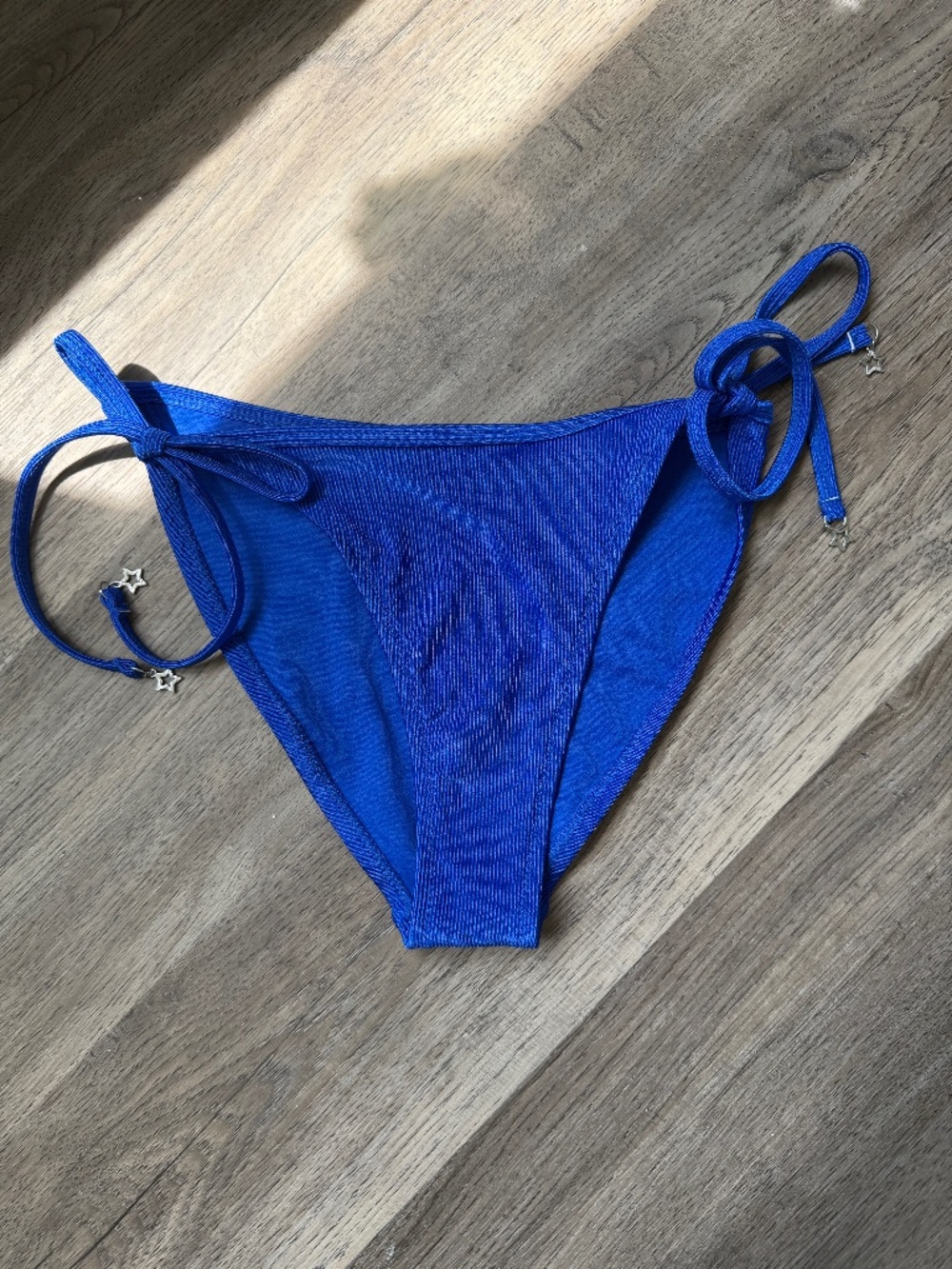 Wild Fable Blue Side Tie Bikini Bottoms Size S Low Rise High Leg Cheeky.